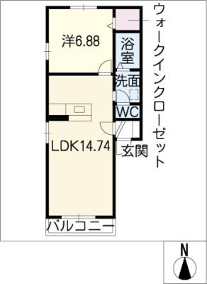 桜アパートメント(1LDK/1階)の間取り写真
