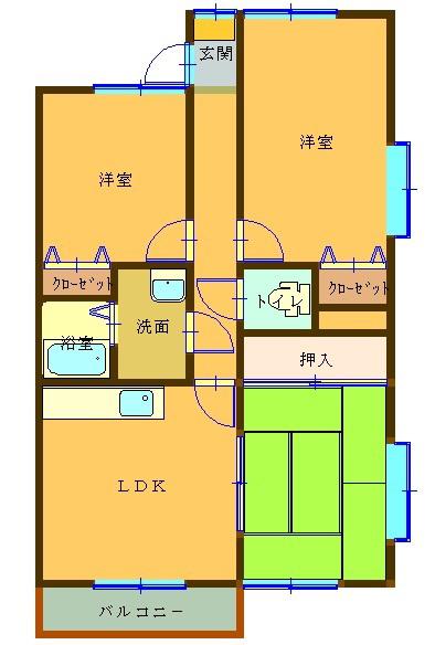 アクール・アンビア(3LDK/1階)の間取り写真