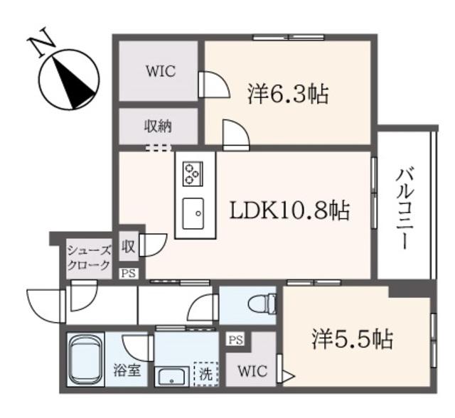 グリナージュ浜田山(2LDK/3階)の間取り写真