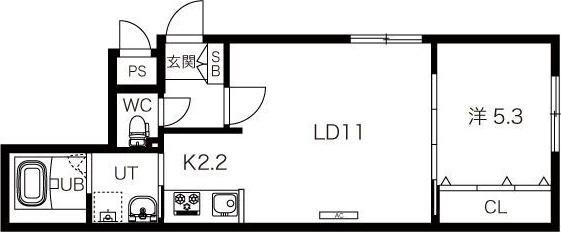 平岸3-4MS(1LDK/2階)の間取り写真
