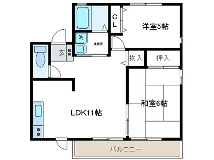 サンハイツII(2LDK/2階)の間取り写真