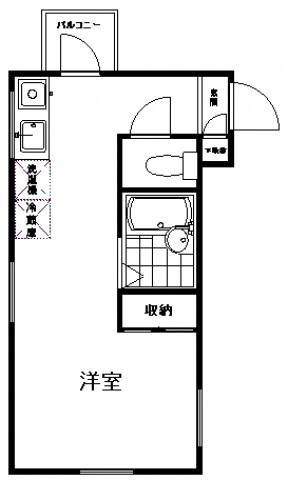 アオヤギ・ブレース(ワンルーム/2階)の間取り写真