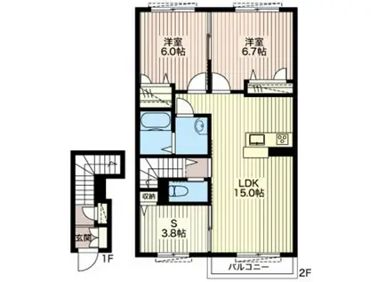 シャーメゾン・ヴィラIII(2LDK/2階)の間取り写真