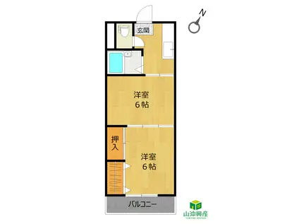 第2グリーンハイツ西村(2K/3階)の間取り写真