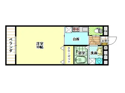 リューキ10(1K/5階)の間取り写真