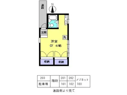 サンライフS(ワンルーム/2階)の間取り写真