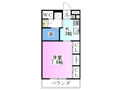 リブリビクトリアスBG(1K/1階)の間取り写真