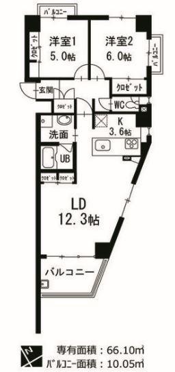 PLATZ KAKUOUZAN(2LDK/1階)の間取り写真
