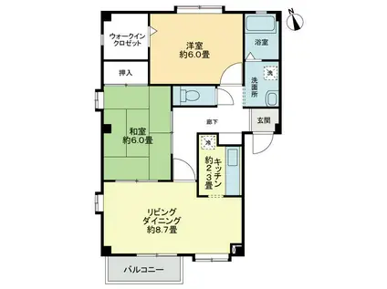 フォブール西須賀(2LDK/2階)の間取り写真