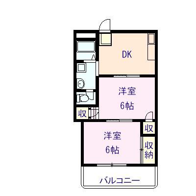 パリオ佐和晶平川(2DK/2階)の間取り写真