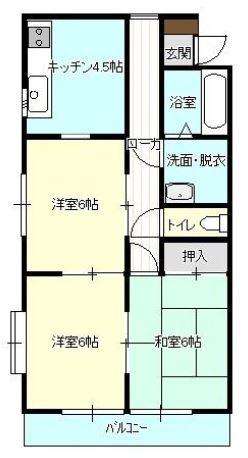 リバティ安原II(3K/1階)の間取り写真