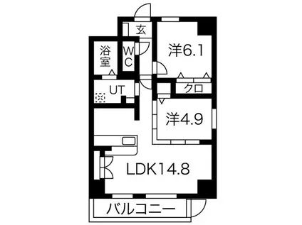 プリミエール常滑新開II(2LDK/3階)の間取り写真