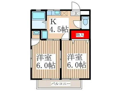 コーポカンナ(2K/2階)の間取り写真