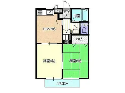 コンフォートA(2DK/2階)の間取り写真