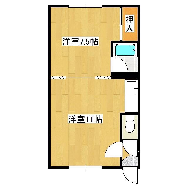 コーポK(1DK/2階)の間取り写真