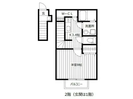 TOUT LE MONDE(1K/2階)の間取り写真