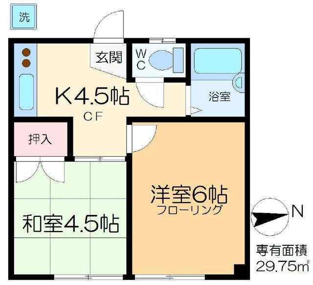 岩井マンション(2K/2階)の間取り写真