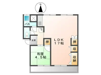 ワイズタウン 1棟(1LDK/3階)の間取り写真