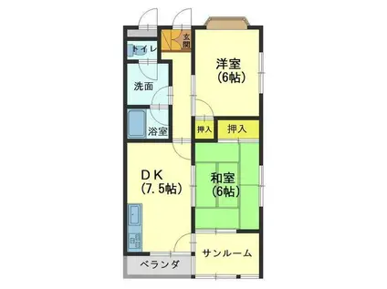 ハイツ速星(2DK/3階)の間取り写真