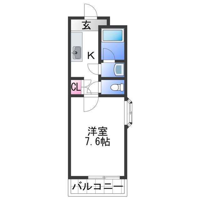エタニティコートI番館(1K/2階)の間取り写真