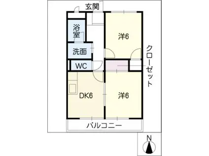 プレタメゾン(2DK/2階)の間取り写真