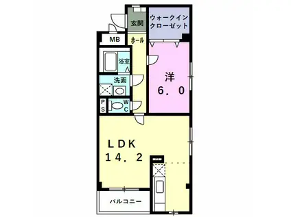 ゴールドフォレスト(1LDK/3階)の間取り写真