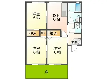 グリーンコートA(3DK/1階)の間取り写真