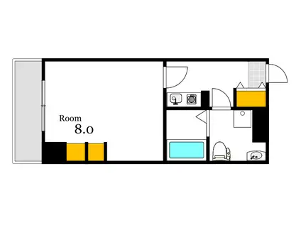 ラ・シャンティ本川(1K/3階)の間取り写真