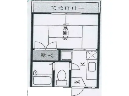 ドミール瓢箪山(1K/1階)の間取り写真