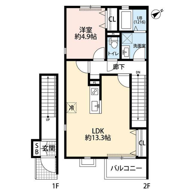 DURA CASA MIHORI(1LDK/2階)の間取り写真