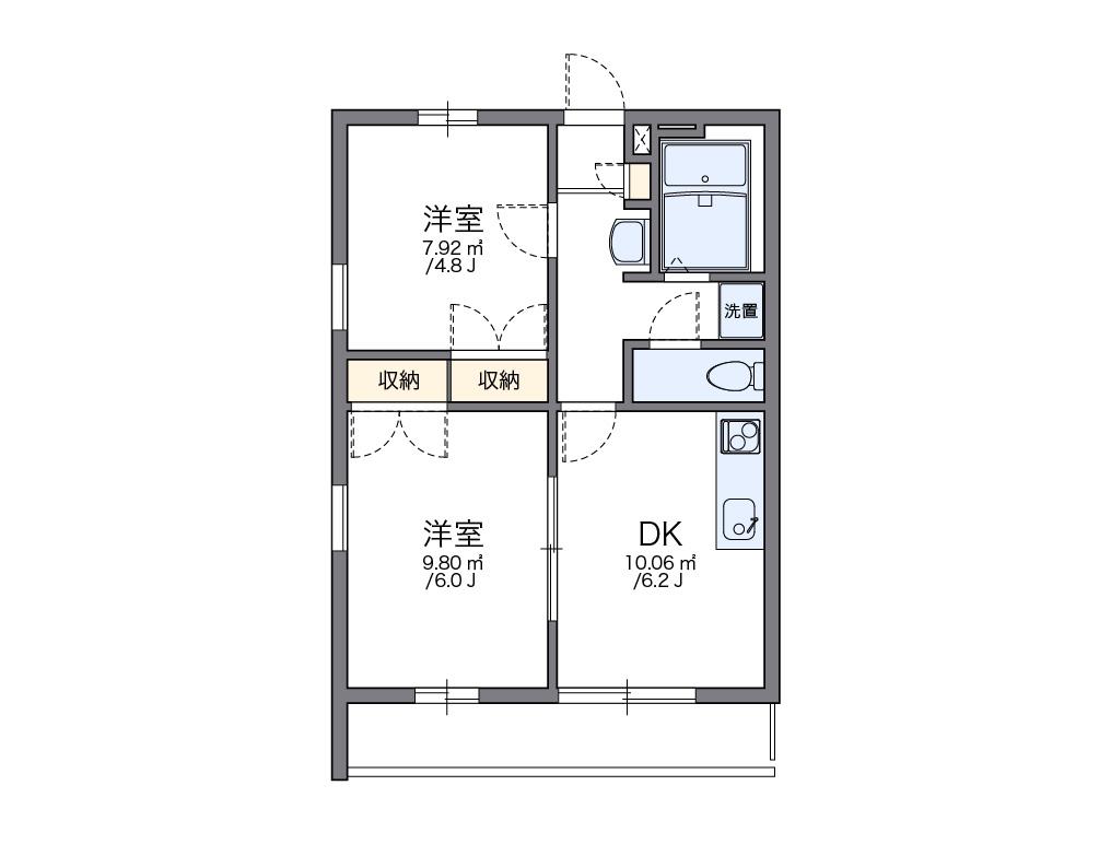 レオパレスサーナ(2DK/3階)の間取り写真