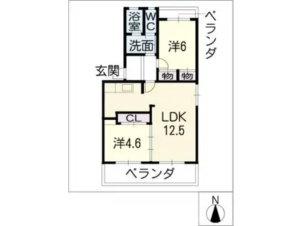 EXCEED-勝川A棟(2LDK/3階)の間取り写真