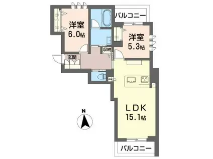 グリナージュSHM(2LDK/1階)の間取り写真