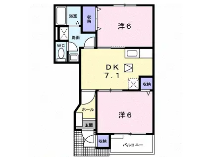 ビップハイツ M-I(2DK/1階)の間取り写真