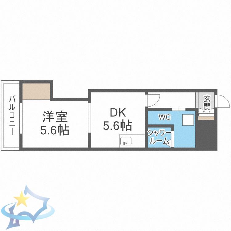 朝日プラザ北7条A棟(1DK/10階)の間取り写真