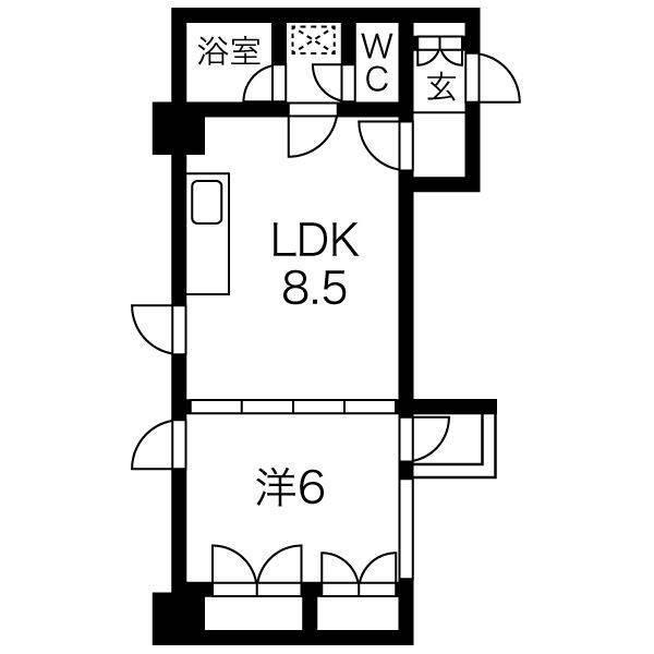 ベルヴィーコート本通III(1LDK/4階)の間取り写真