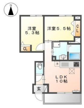 プルミエール(2LDK/1階)の間取り写真