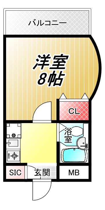 メルベーユ友井(1K/3階)の間取り写真