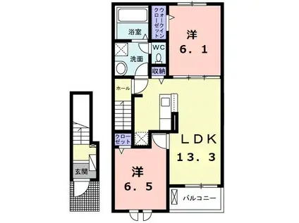 ビューティーヒロIII(2LDK/2階)の間取り写真