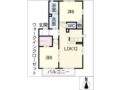 ルミエール・K(2LDK/1階)の間取り写真