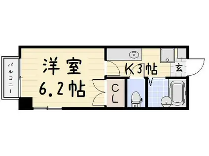 リファレンス北九大前(1K/2階)の間取り写真