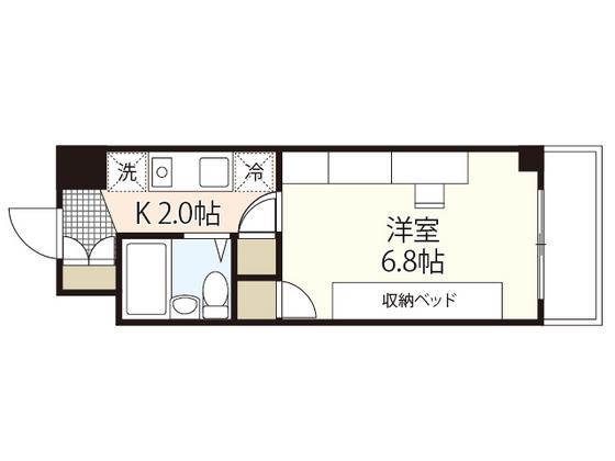 クルーズマンション(1K/6階)の間取り写真