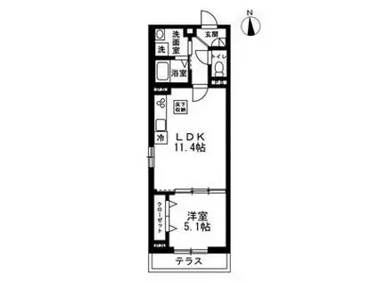 JR横浜線 八王子駅 徒歩9分 3階建 築1年(1LDK/1階)の間取り写真