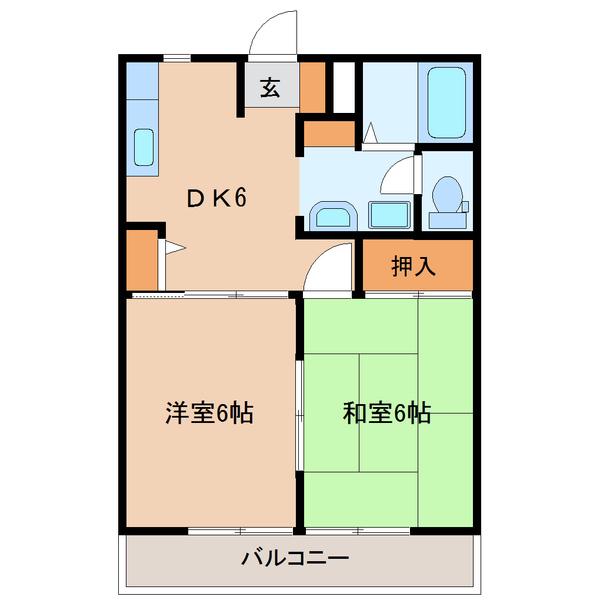 フレグランスMMK(2DK/1階)の間取り写真
