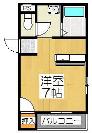 シャンドール 大田(1K/2階)の間取り写真
