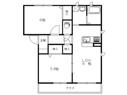 シャーメゾン誠和(2LDK/1階)の間取り写真