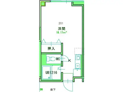 メゾンまほろば(ワンルーム/2階)の間取り写真