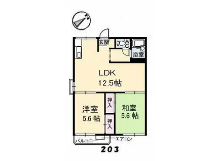 フォーブル豊(2LDK/2階)の間取り写真