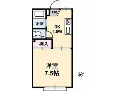 タウニーマタノ B棟(1DK/2階)の間取り写真