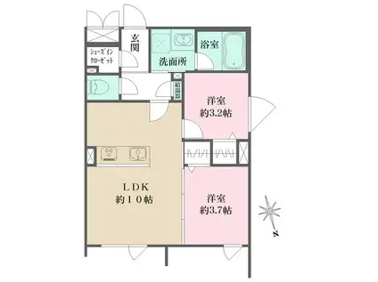 アトリオフラッツ三軒茶屋ノース(2LDK/2階)の間取り写真